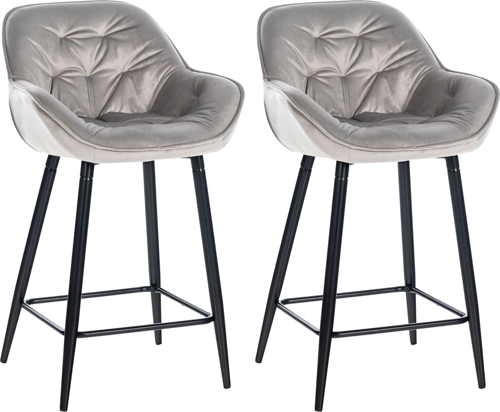 2er Set Barhocker HLO-CP259 Samt grau