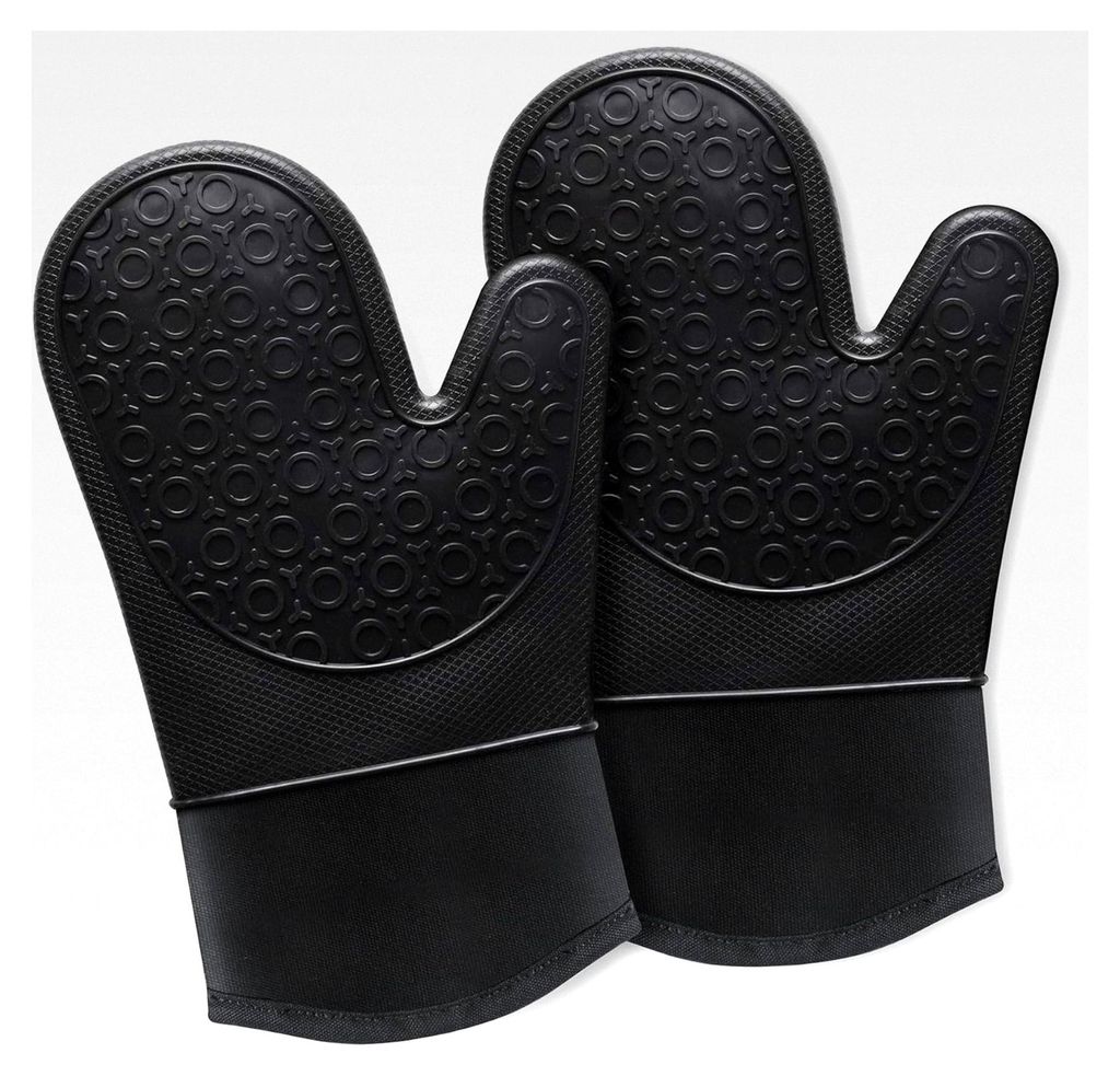 Ofenhandschuhe aus Silikon - Rutschfeste, hitzebeständige Silikon- und Baumwollhandschuhe, 30 cm lange Backhandschuhe für Kochen, Backen und Gril...