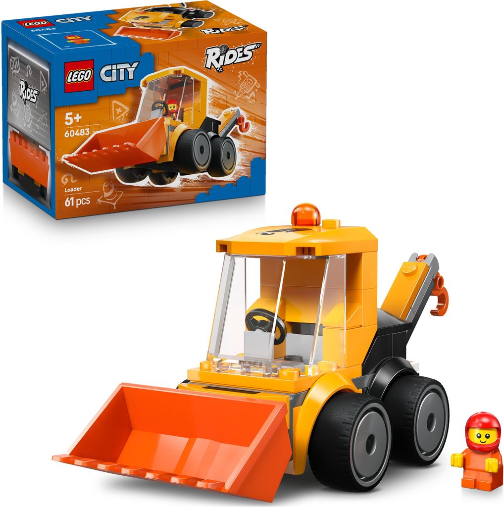 LEGO City Coole Flitzer - Radlader Baggerlader Spielzeug - Set für Baufahrzeuge mit Junior Bauarbeiter Minifigur - Mitgebsel für Partys - Kleines...