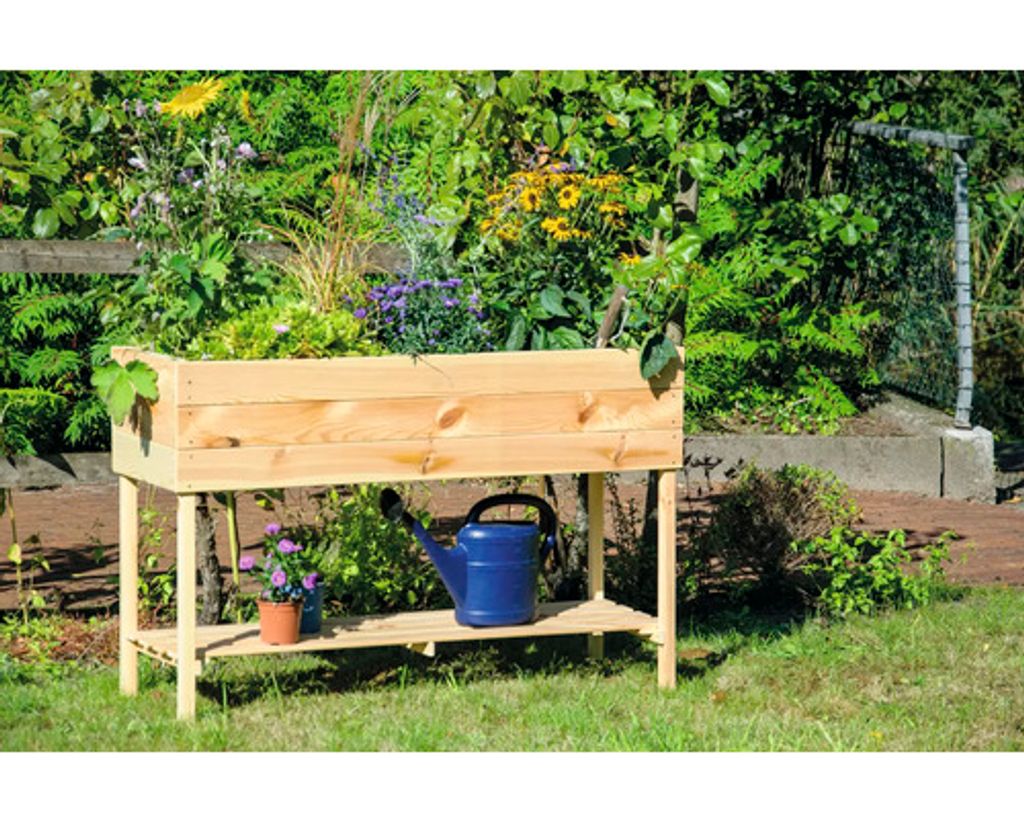 Hochbeet auf Stelzen dobar inkl. Ablage, Folie 117 x 40 x 78 cm natur