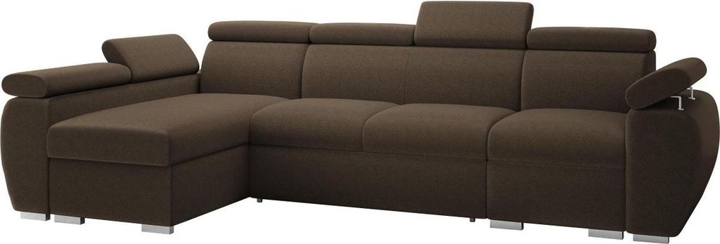 MIRJAN24 Ecksofa Boston LCP, Stilvoll Eckcouch mit zwei Bettkästen und Schlaffunktion, Verchromte Metallfüße, Holzkonstruktion (Farbe: Paros 4, ...