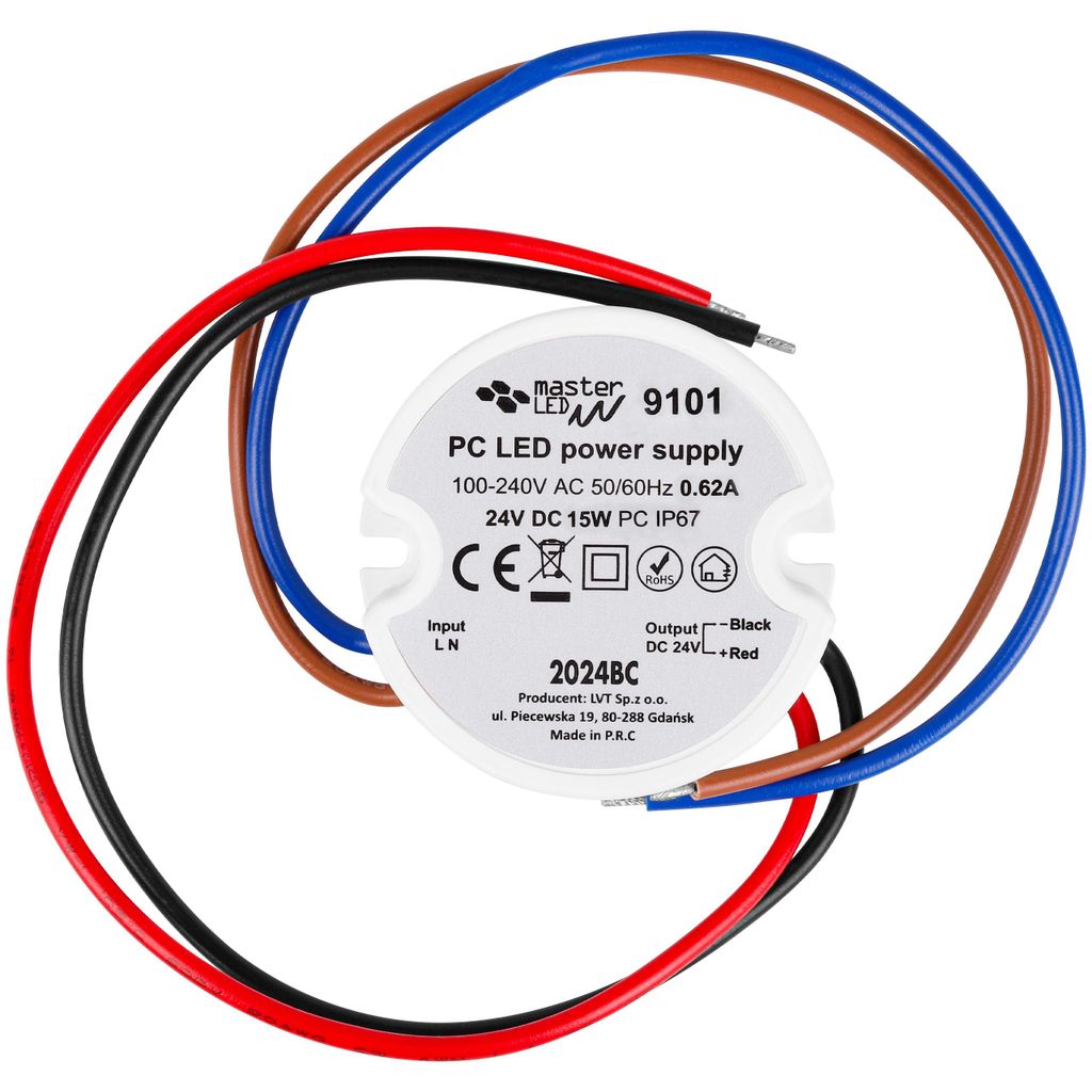 MasterLED LED Netzteil 24V 15W 0.62A IP67 für Unterputzdose Produktbild 
