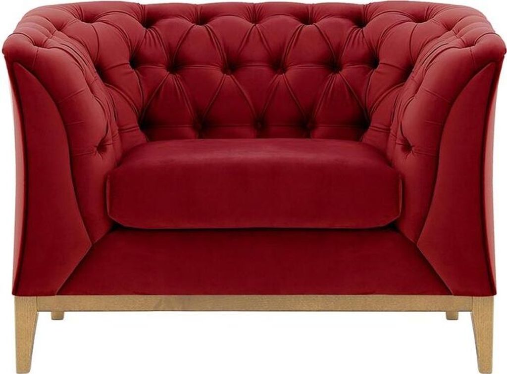 SLF24 - Sessel Chesterfield Modern Wood - rot - Velluto 7