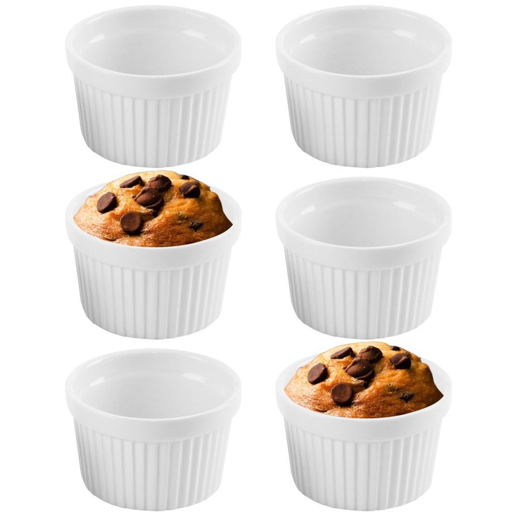 Orion Backförmchen | Auflaufförmchen | Servierschalen hitzebeständig aus Porzellan 9x5,5 cm 200 ml 6 Stück