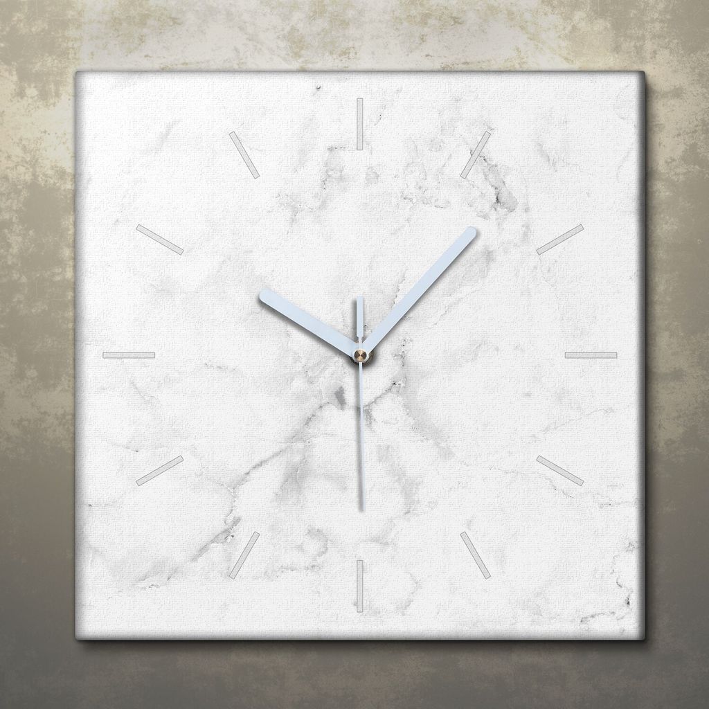 Wohnzimmer Leinwand Uhr Geräuschlos Küche 30x30 Weißer, Marmor, Struktur, Textur, weiße Zeiger