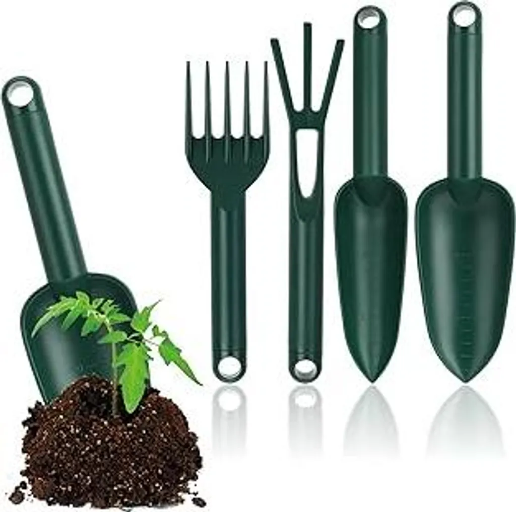 Attrezzi Orto sul Balcone com-four - Set 4 Pezzi Plastica Premium