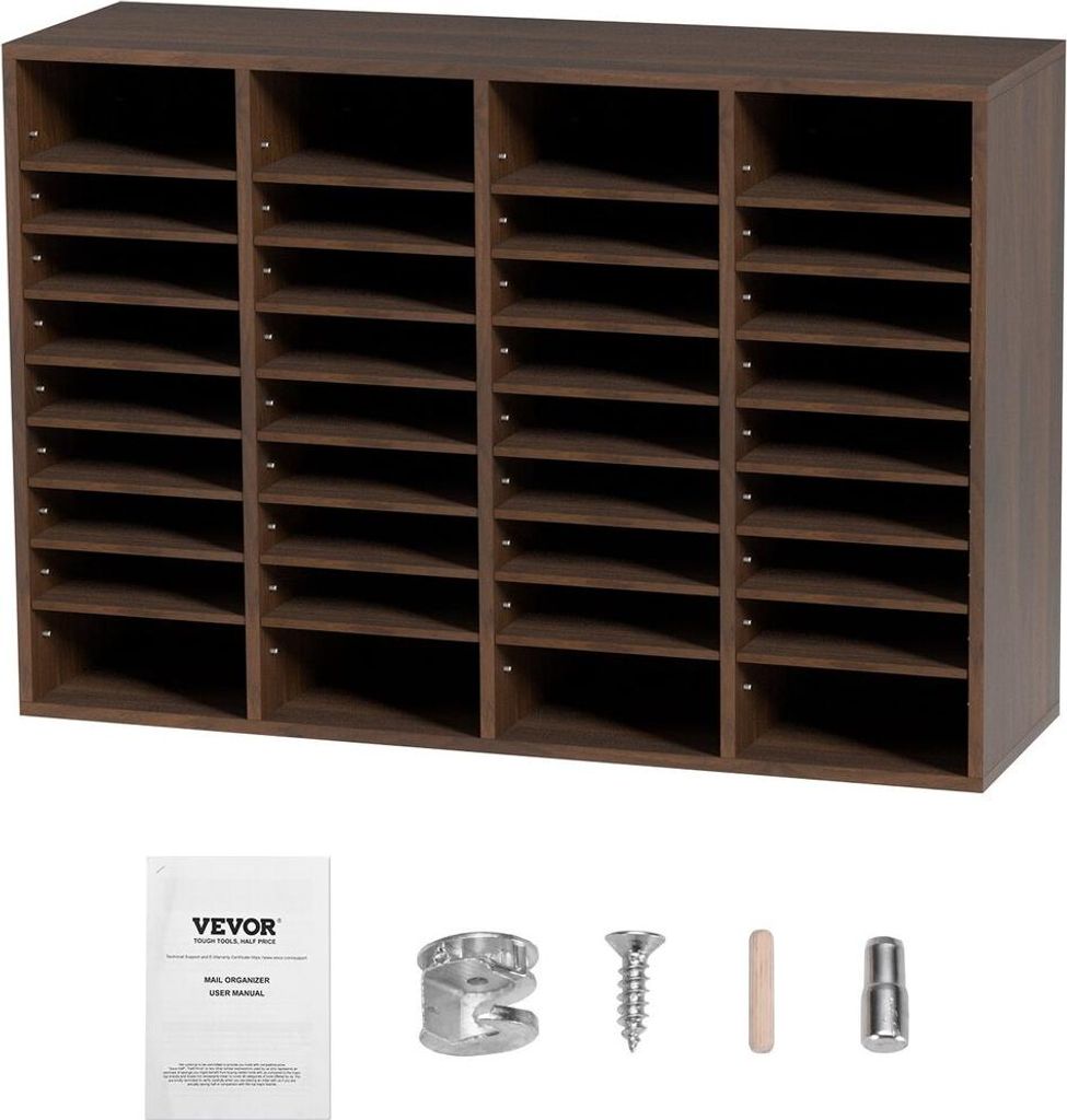 Literatur-Organizer, 36 Fächer Büro-Briefkasten mit verstellbaren Einlegeböden, Holz-Literatur-Sortierer 39,3 x 12 x 26,8 Zoll für Büro, Zuhau...
