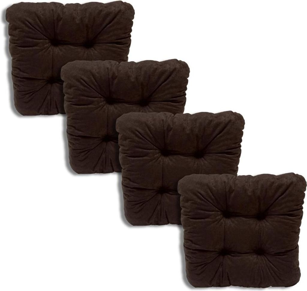 4-Pack cuscini trapuntati per sedia marroni 38x38x8 cm - Immagine del prodotto 