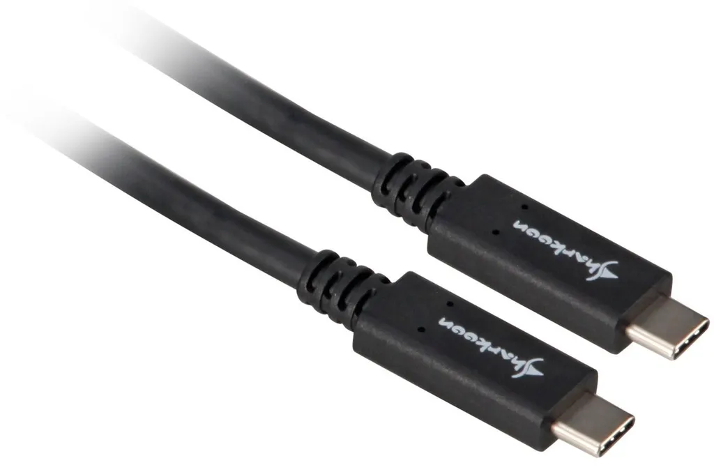 Câble USB-C vers USB-C 3.2 Gen 1 Noir Sharkoon 0,5m pour Transfert PC