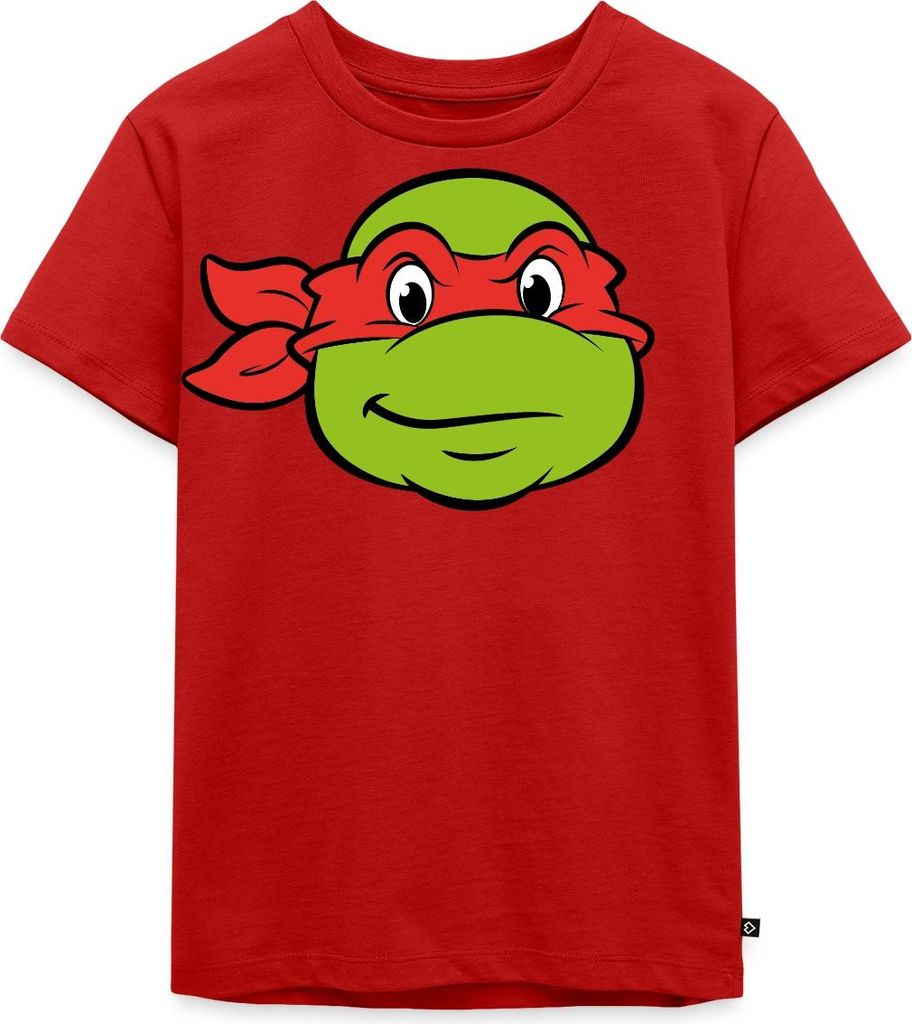 Spreadshirt Teenage Mutant Ninja Turtles Raphael Kostüm Karneval Kinder Premium T-Shirt, 134/140 (8 Jahre), Rot