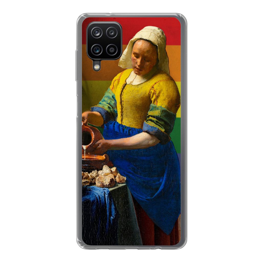 MuchoWow Handyhülle Schutzhülle Hülle für Samsung Galaxy A12 Milchmädchen - Stolz - Vermeer Silikon Softcase Handy Hülle - Bild