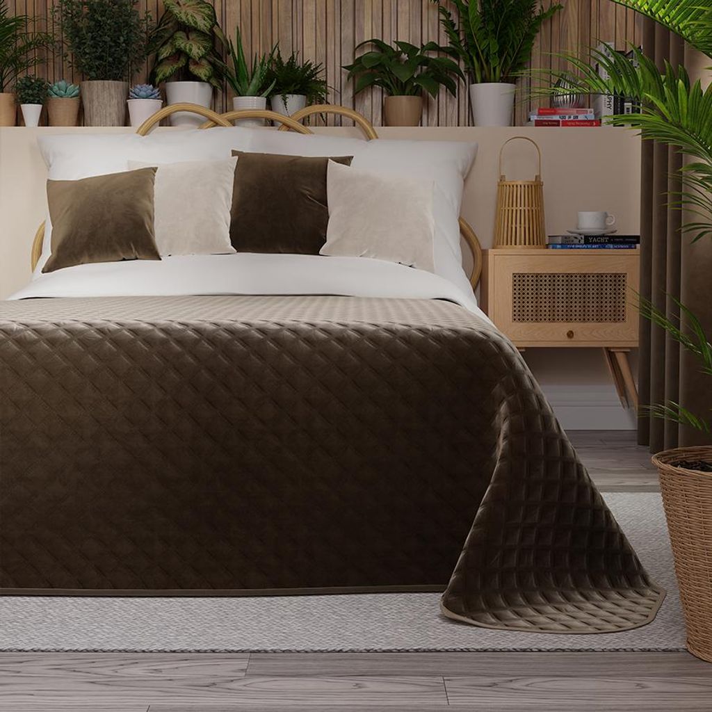 VELVI Steppdecke – Warmbraun – 170 x 210 cm Produktbild 