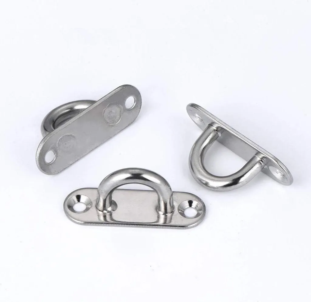 Mousqueton et Plaque à Œillet en Inox pour Voile d'Ombrage - Lot de 4