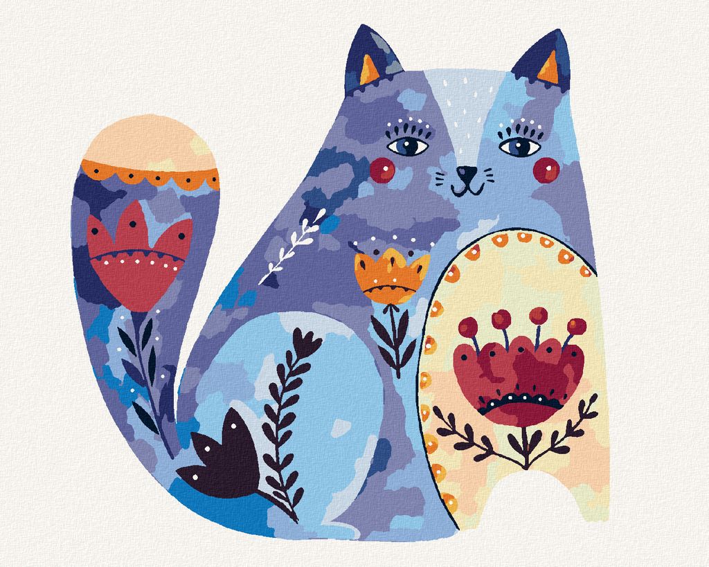 Zuty - Malen nach Zahlen - BLAUE KATZE, 40x50 cm, ohne Keilrahmen