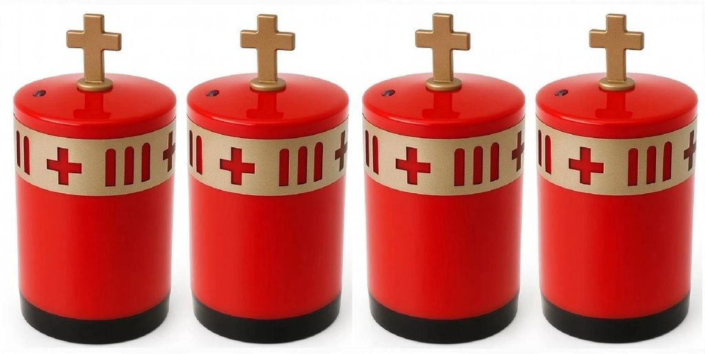 4 er Set Garbleuchte Kreuz Rot Grablampe Grablicht Grablaterne mit Nacht Sensor