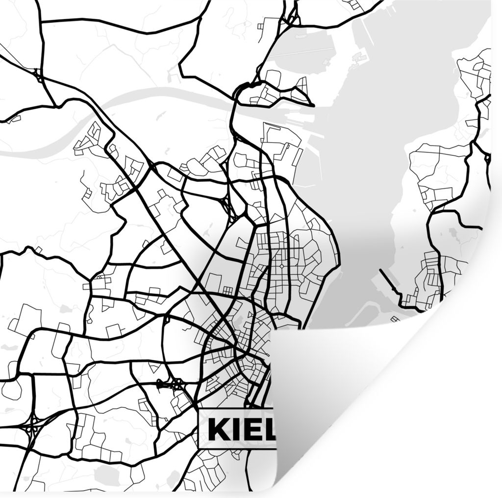 MuchoWow Wandtattoo Wandsticker Wandaufkleber Kiel - Karte - Stadtplan 50x50 cm Selbstklebend und Repositionierbar - Selbstklebend - Fototapeten