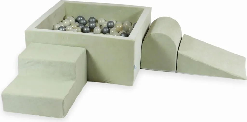 Aire de jeux en mousse avec piscine carrée Velvet Soft Mint + 400 balles