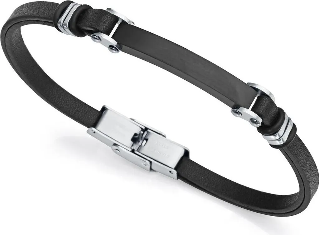 Bracciale Viceroy Uomo 75324P01010 Acciaio e Cuoio Nero Intrecciato