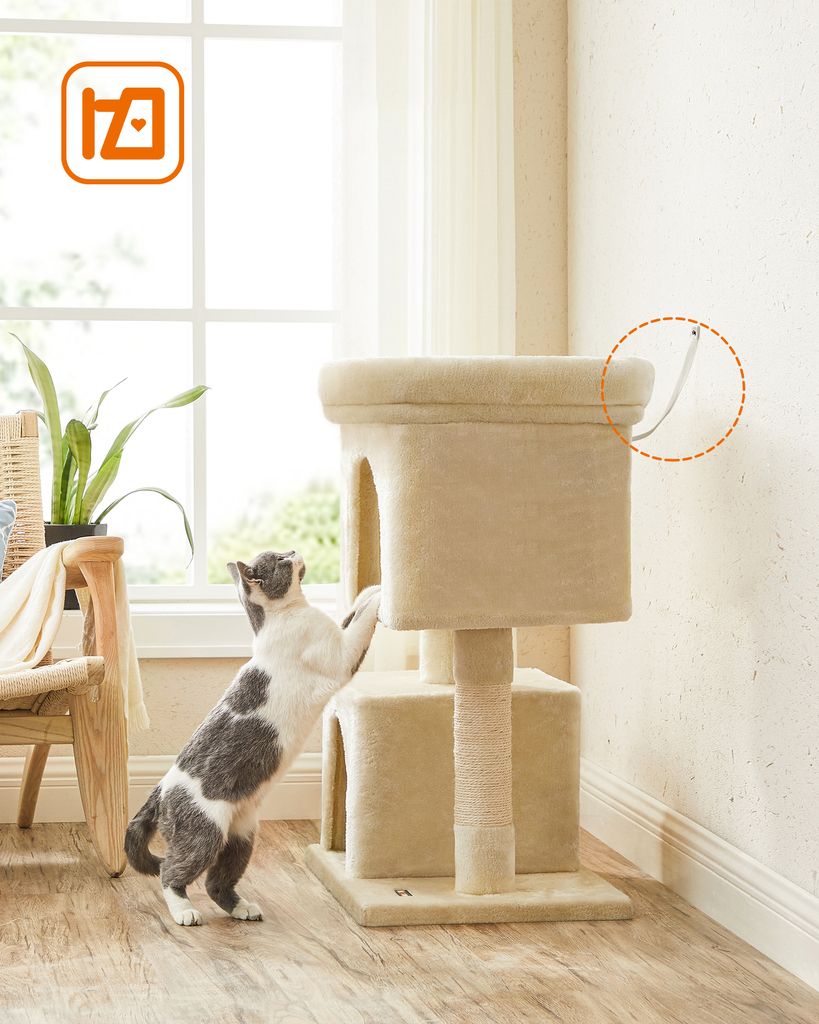 FEANDREA Kratzbaum, L Katzenbaum, mit 2 Häuschen, 80 cm, Produktbild 