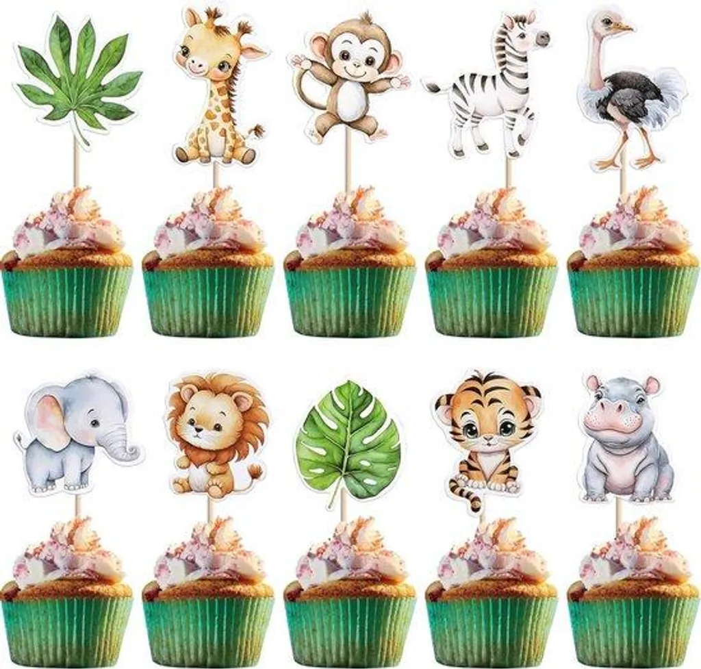 Cake Topper Animaux Rigolos : Kit de 40 Pièces pour Goûter et Baby Shower