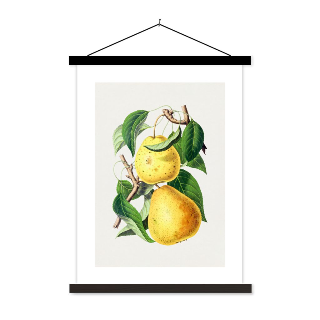 MuchoWow Textilposter Birne - Obst - Vintage 40x53 cm mit schwarzem Rahmen - Abbildung