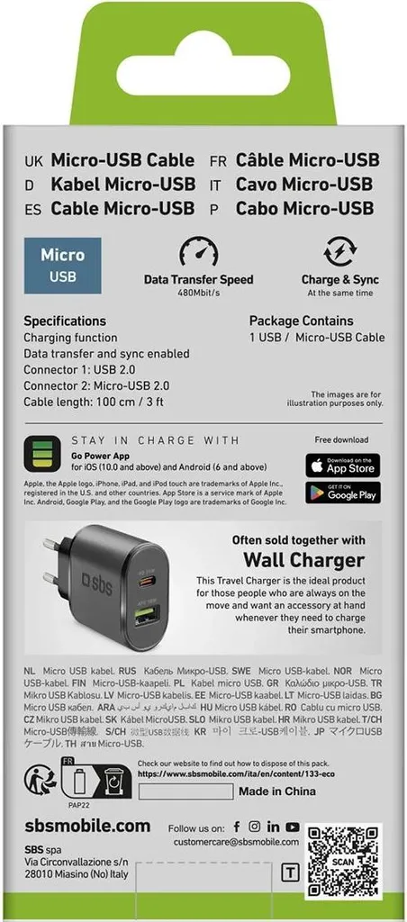 Sincronizza e Carica con SBS: Cavo Micro USB 1m Nero High Speed - 4
