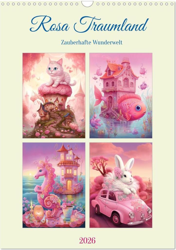 Rosa Traumland. Zauberhafte Wunderwelt (Wandkalender 2026 DIN A3 hoch), CALVENDO Monatskalender