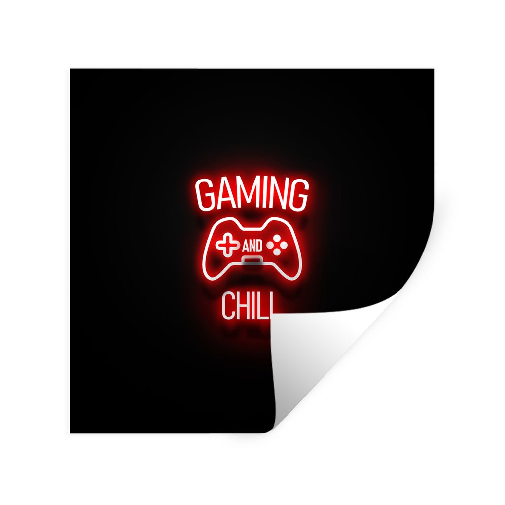 MuchoWow Wandtattoo Wandsticker Wandaufkleber Gaming - Zitate - Gaming und Chillen - Neon - Rot 80x80 cm Selbstklebend und Repositionierbar - Wie...