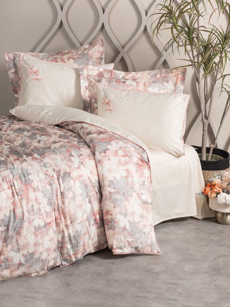 L'Essentiel Linge de Maison, Layana - Pink, Satin-Doppelbettbezug-Set, 100 % Baumwollsatin, Rosa, 200 x 220 cm