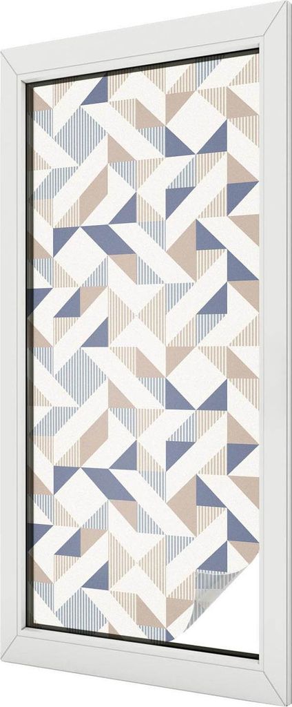 Buntglas Fensterfolie – 116x50 cm – Stained-Glass Design – blickdichte dekorative Sichtschutzfolie – selbstklebend, UV-Schutz – Geometris...