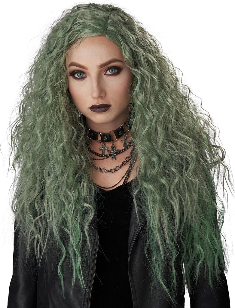 Wilde Locken-Perücke Halloween grün - Einheitsgröße Produktbild 