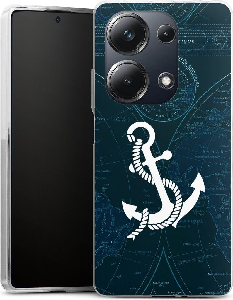DeinDesign Handyhülle für Xiaomi Poco M6 Pro Silikon Hülle Case Smartphone Schutzhülle Anker Landkarte Segeln