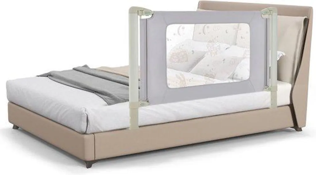 Lit bébé 150 cm gris lavable, design moderne prêt à l'emploi chambre