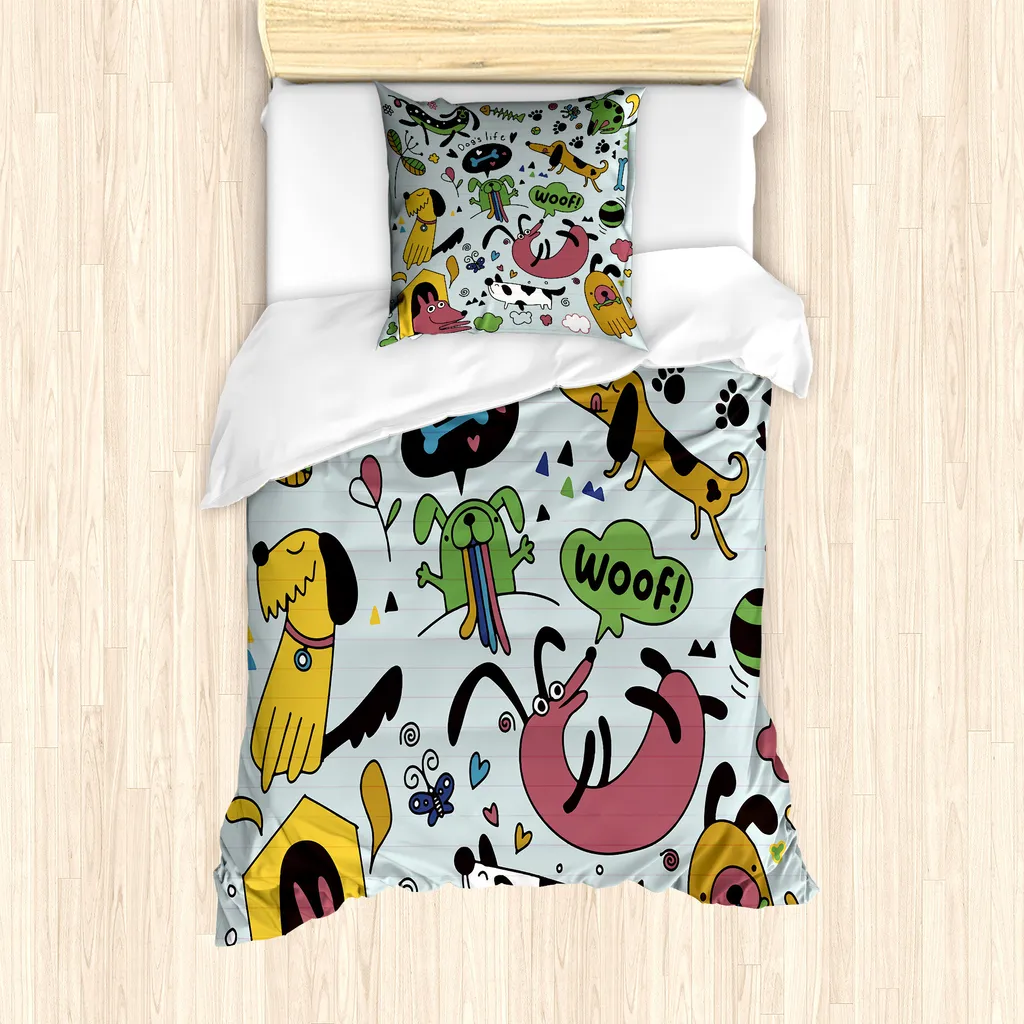 Set Copripiumino Singolo Pastore Tedesco Animali Biancheria da Letto Pastore Tedesco in Morbida Microfibra Stampe 3d Copripiumino 135x200 cm e 2 Federe B2691