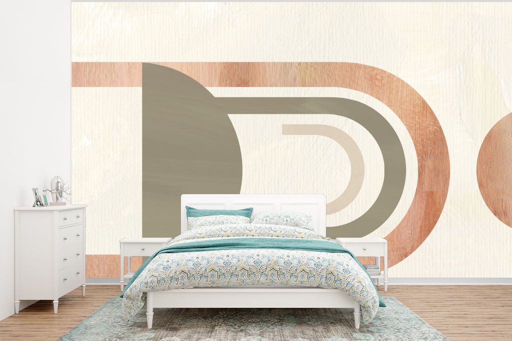 MuchoWow Fototapete für Wohnzimmer oder Schlafzimmer Wandtapete Vinyl Motivtapete Design - Rosa - Abstrakt - 350x260 cm - Wohnzimmer-Tapete