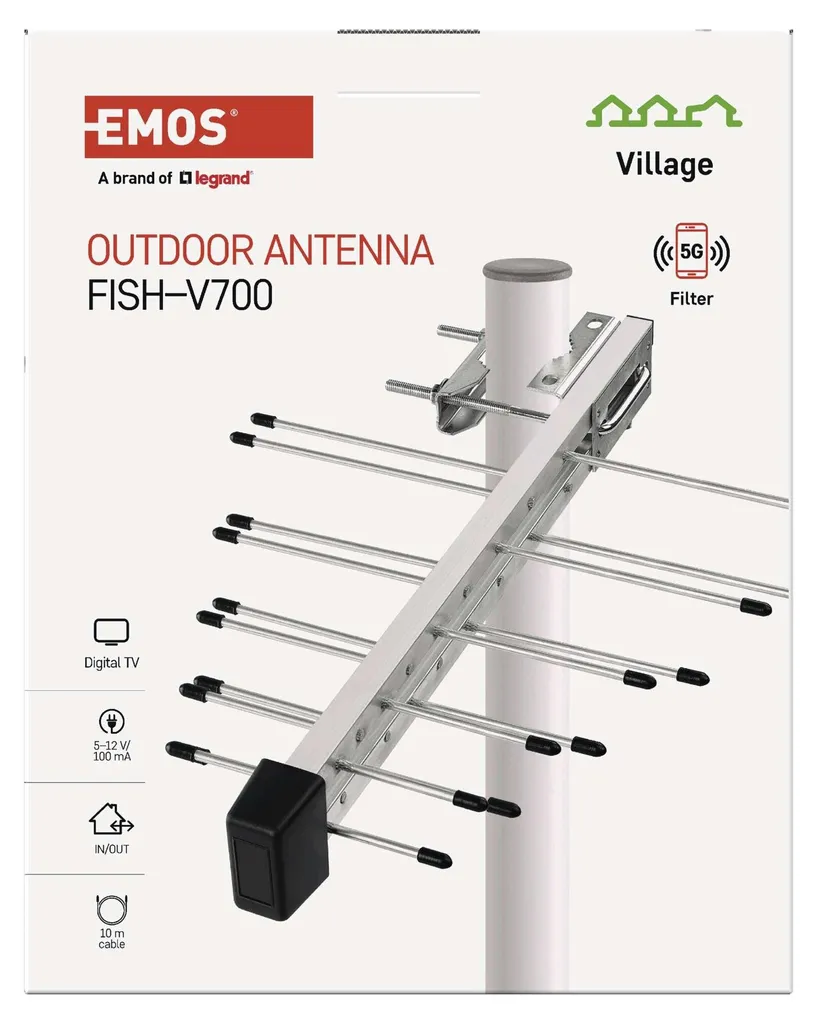 Antenne râteau extérieure UHF EMOS FISH-V700 pour TV numérique