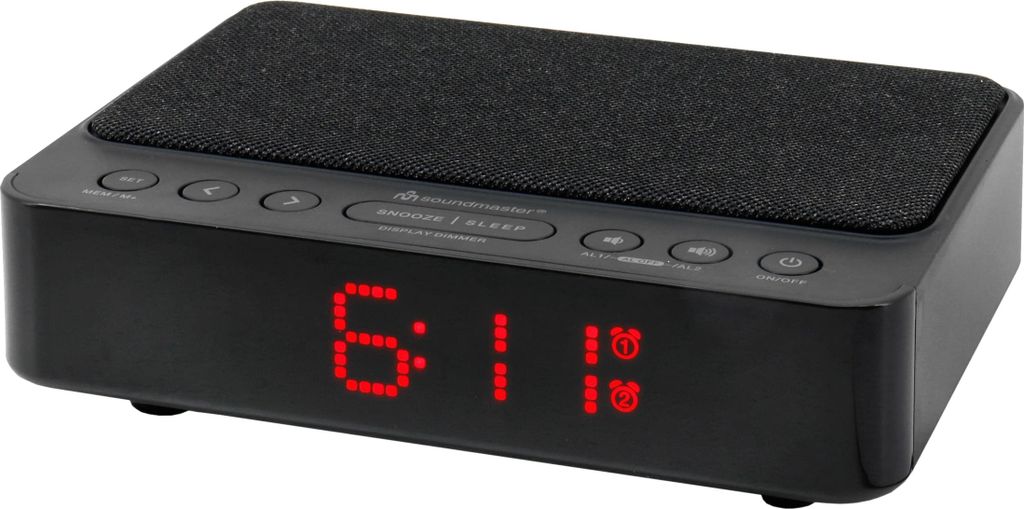 Soundmaster UR124SW, Digitaler Wecker, Schwarz, 24 h, FM, Produktbild 