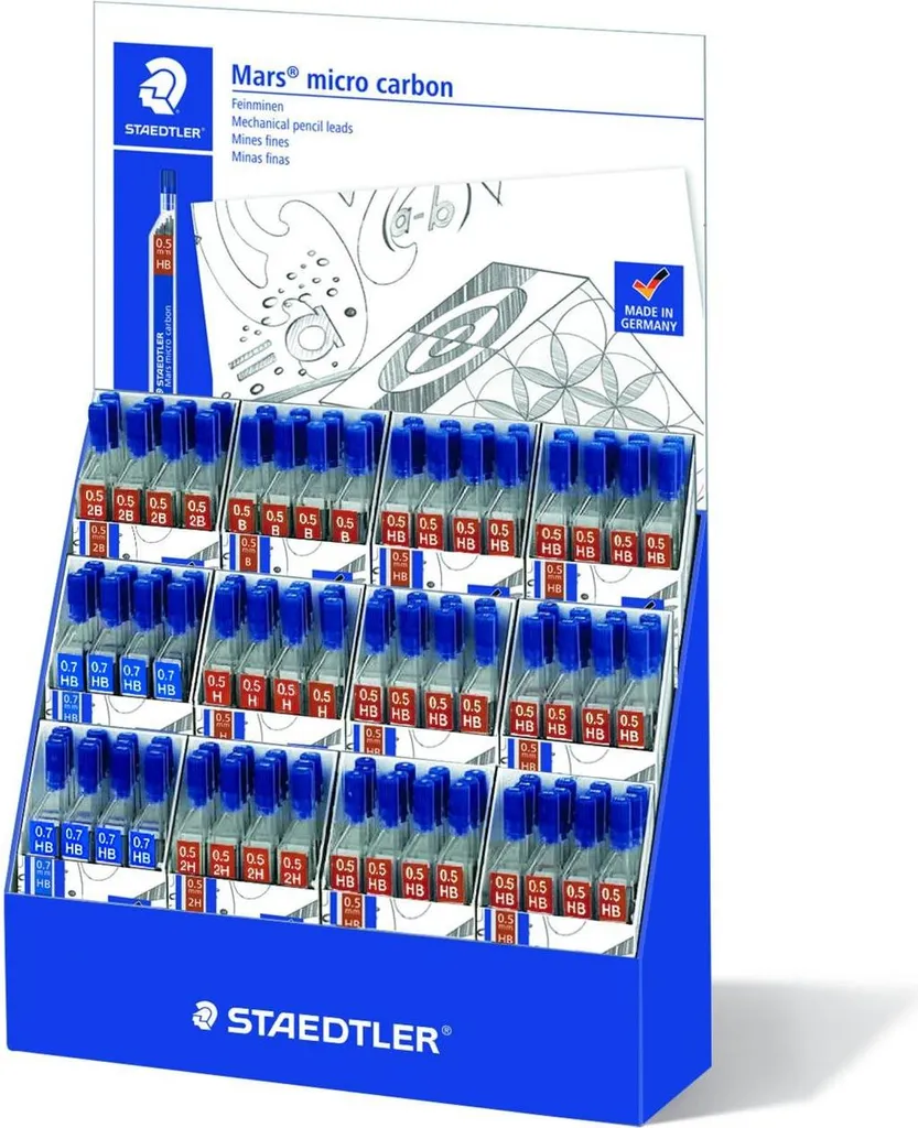 STAEDTLER 250 CA12 Mines Mars Micro 0.5mm HB Présentoir 144 Étuis