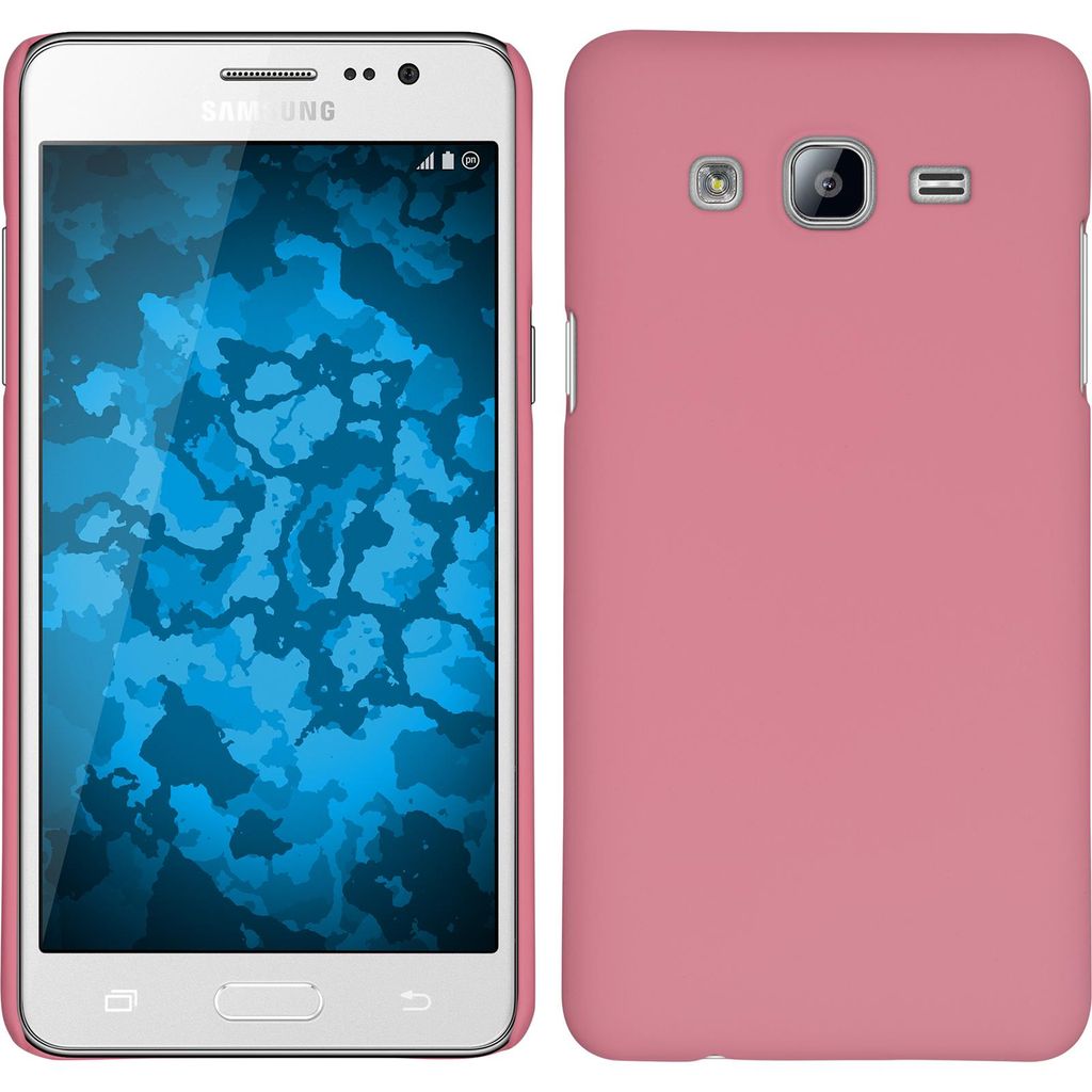 PhoneNatic Case kompatibel mit Samsung Galaxy On5 - Hülle rosa gummiert Hard-case + 2 Schutzfolien