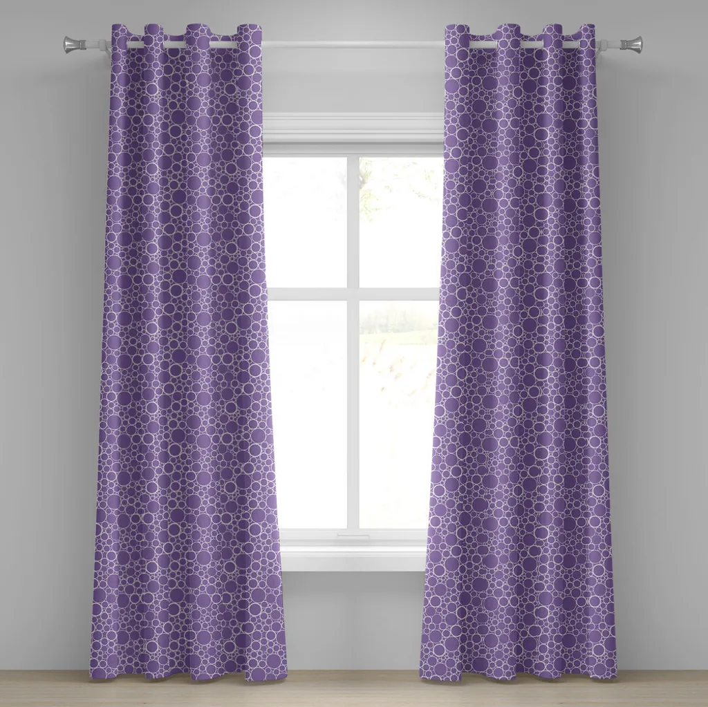 Rideaux décoratifs violets et blancs à motifs cercles minimalistes