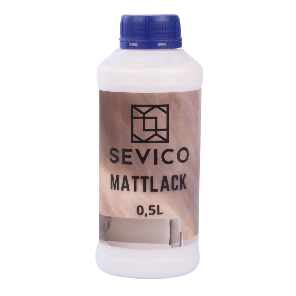 SEVICO Matt-Lack Firnis | 500 ml Flasche | Oberflächenfinish auf Wasserbasis | Permanenter farbloser Lack | Verwendung im Innen- und Außenbereich...