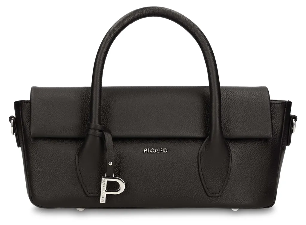 Sac à main en cuir noir multipoche avec bandoulière réglable