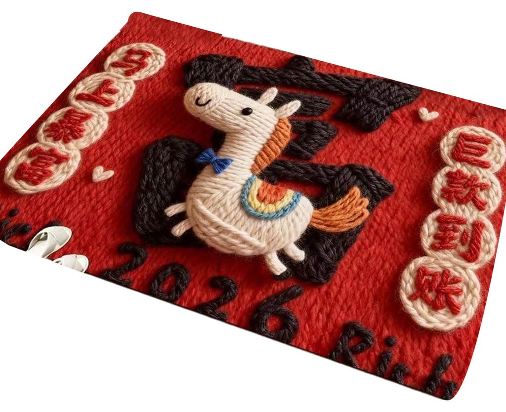 Roter Teppich zum Chinesischen Neujahr 2026 (Jahr des Pferdes) – Rutschfeste Duschmatte für Wohnzimmer, Eingangsbereich, Küche und Badezimmer