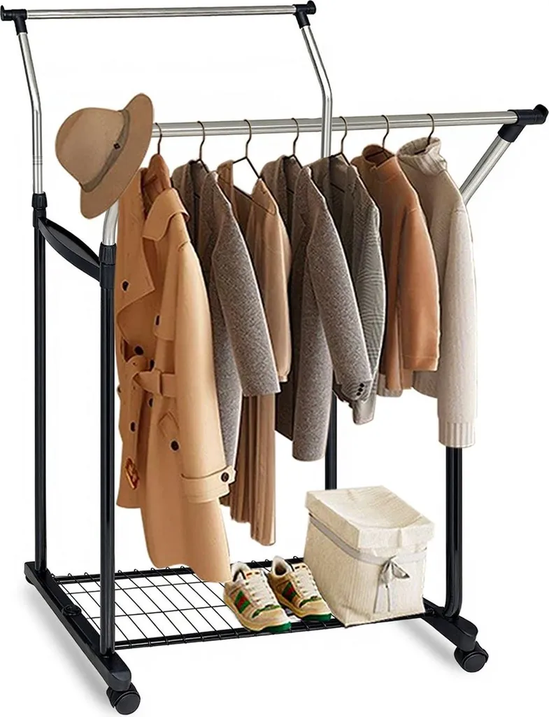 Portant à vêtements à hauteur réglable idéal pour buanderie et dressing