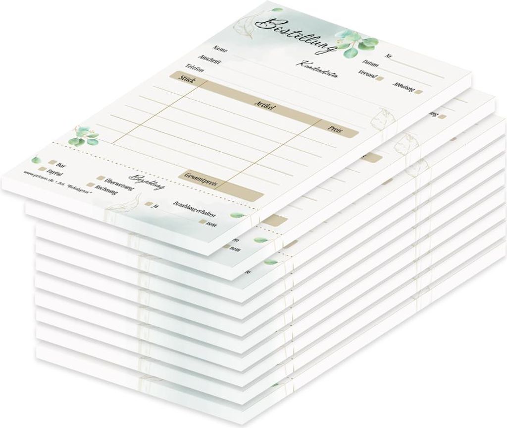 PRICARO Bestellannahmeblock "Eukalyptus", A6, 10 Stück