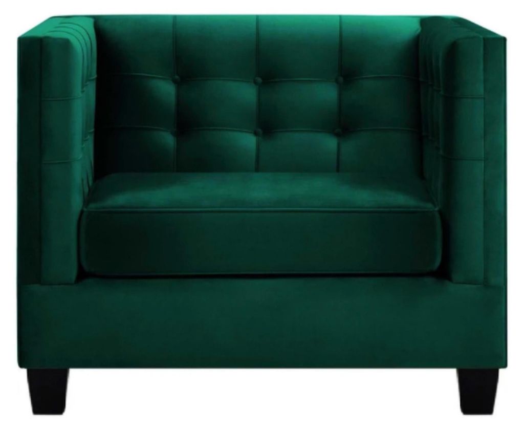 Sessel Chesterfield Wohnzimmer Modern Textil Stoff Grün Kreative Möbel Neu