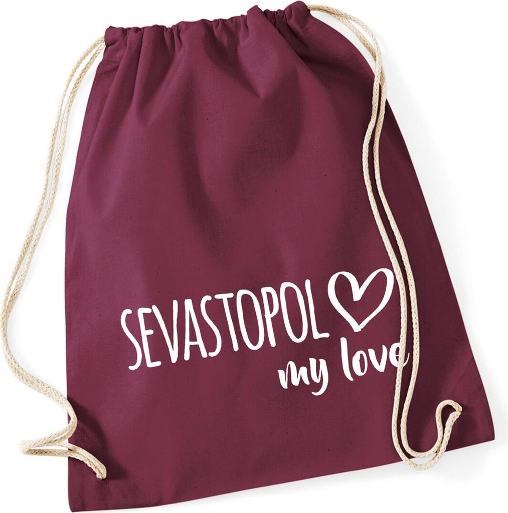 Huuraa Turnbeutel Sevastopol my love 12 Liter Burgundy Baumwolle Rucksack Geschenkidee