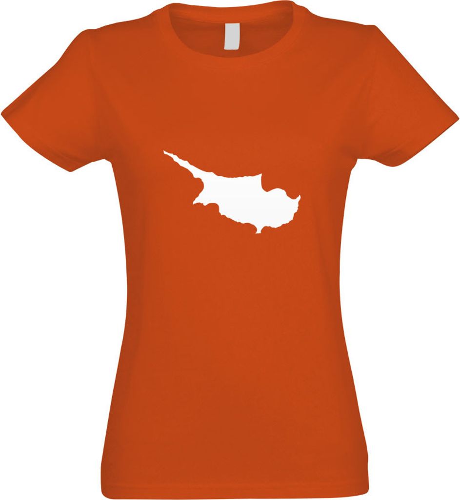 Kiwistar - T-Shirt tailliert - Damen - orange - Zypern Umriss Kontur - mit Motiv Bedruckt - Funshirt Design - Sport - Freizeit - Damen - L