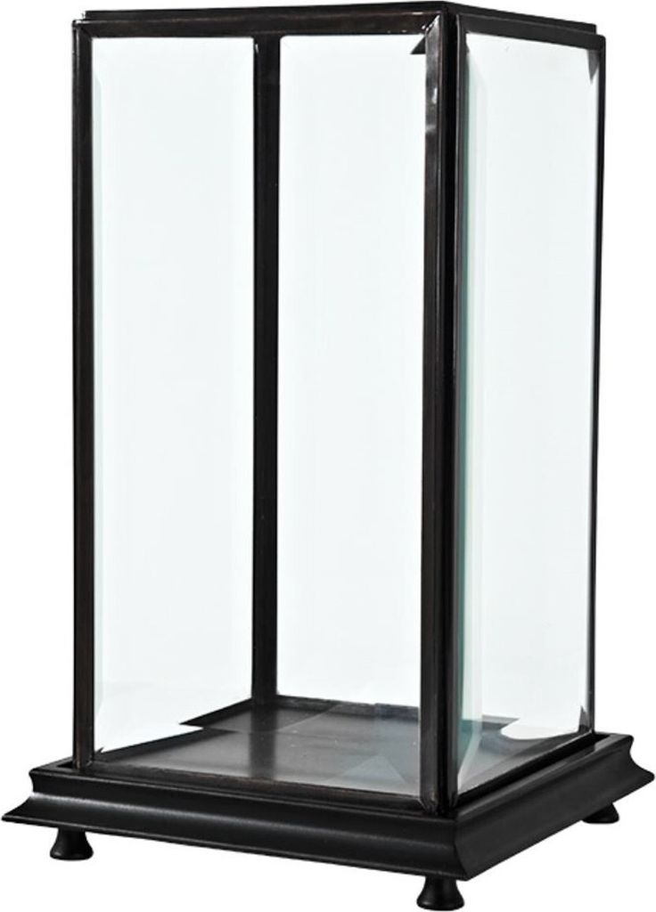 Casa Padrino Luxus Tischvitrine Schwarz / Antik Bronze 22 x 22 x H. 37 cm - Wohnzimmer Dekoration