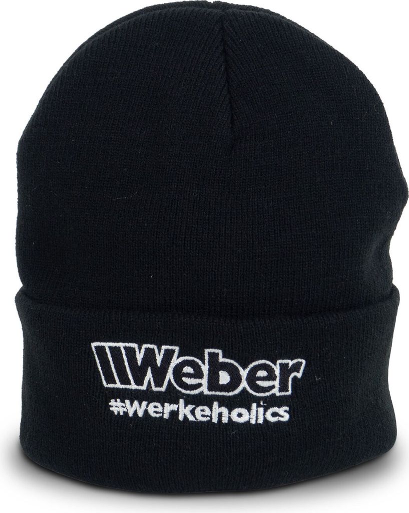 Weber #Werkeholics Beanie Mütze schwarz Feinstrick mit Produktbild 